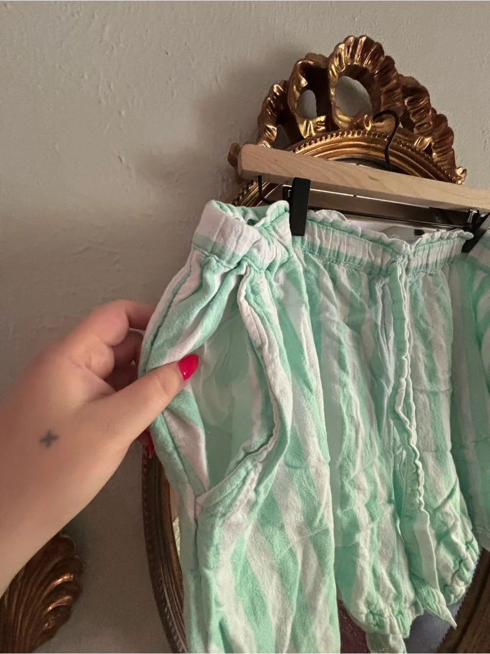Target Stoney Clover Mint Green and White Striped Pajama Tank and Shorts Set